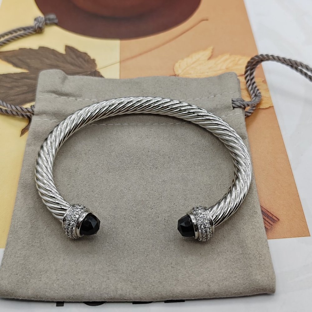 DY vintage 7mm diamond bracelet size M 925 silver black